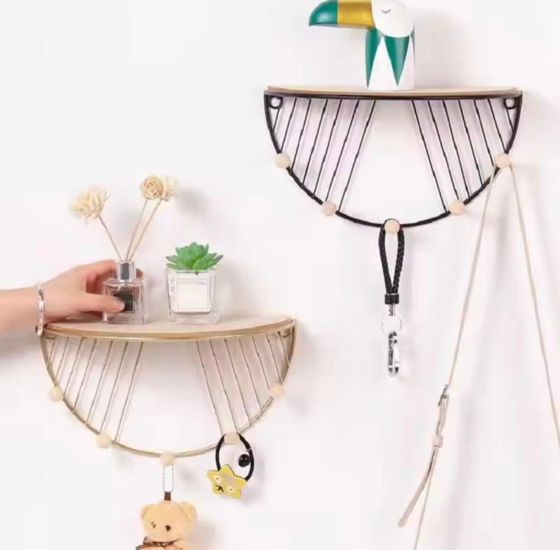 D Shape Wall Mounted Storage Shelf, Creative Wall Mounted Rack, Wall Mounted Iron Wood Floating Shelf, Decorative Hanging Display For Ornaments D Shape Wall Mounted Storage Shelf, Creative Wall Mounted Rack, Wall Mounted Iron Wood Floating Shelf, Decorative Hanging Display For Ornaments